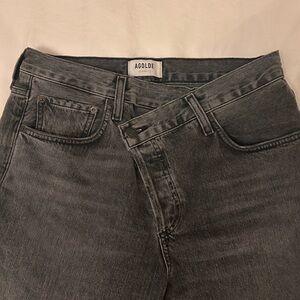 Agolde criss cross wide leg jeans 27 gray
